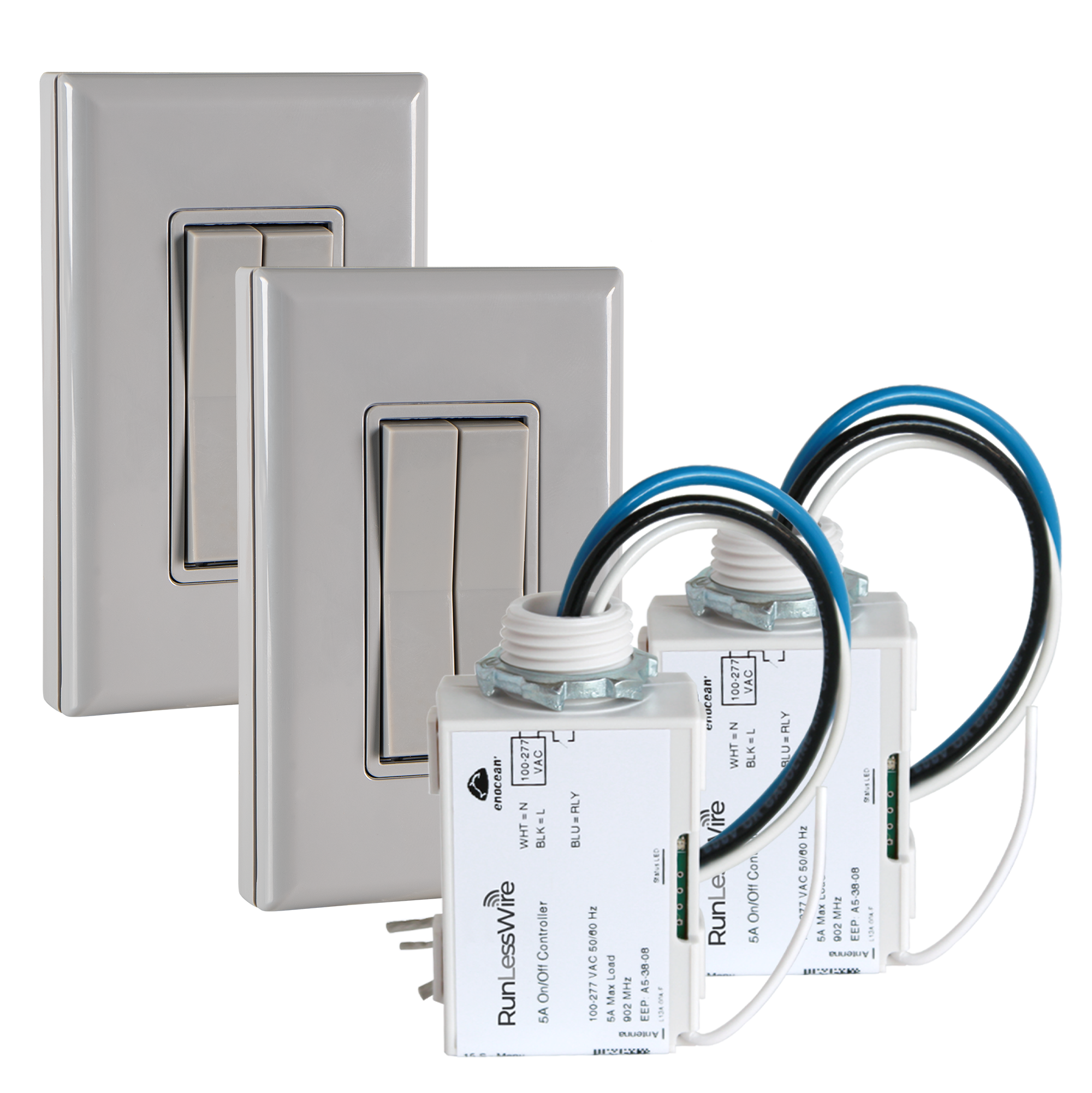3-WAY FAN & LIGHT KIT: 2 RECEIVERS, 2 DUAL SWITCHES
