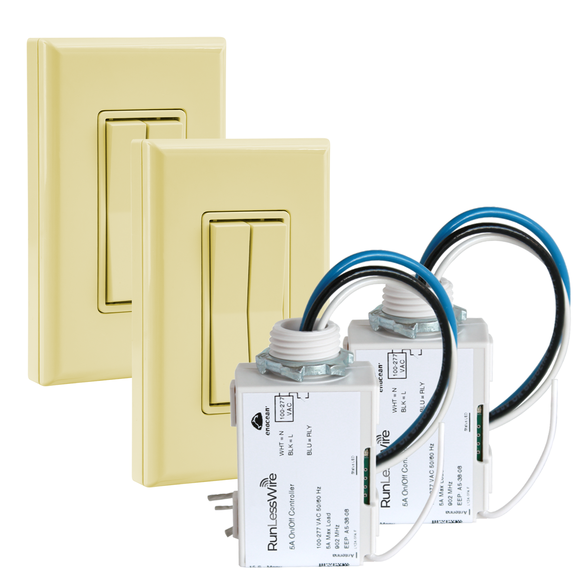 3-WAY FAN & LIGHT KIT: 2 RECEIVERS, 2 DUAL SWITCHES