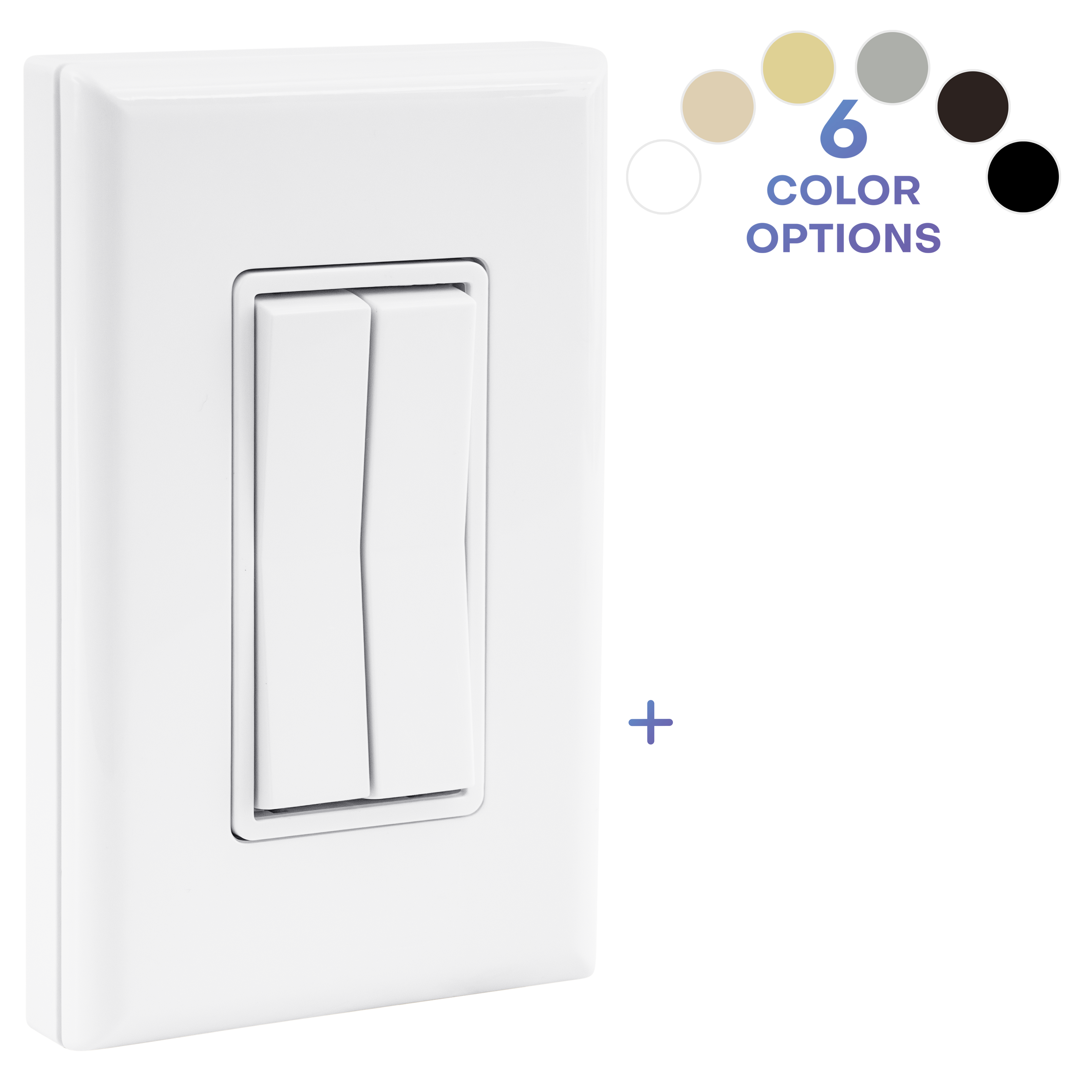 BATTERY-FREE WIRELESS LIGHT SWITCH, DUAL ROCKER - add on only, requires receiver to function