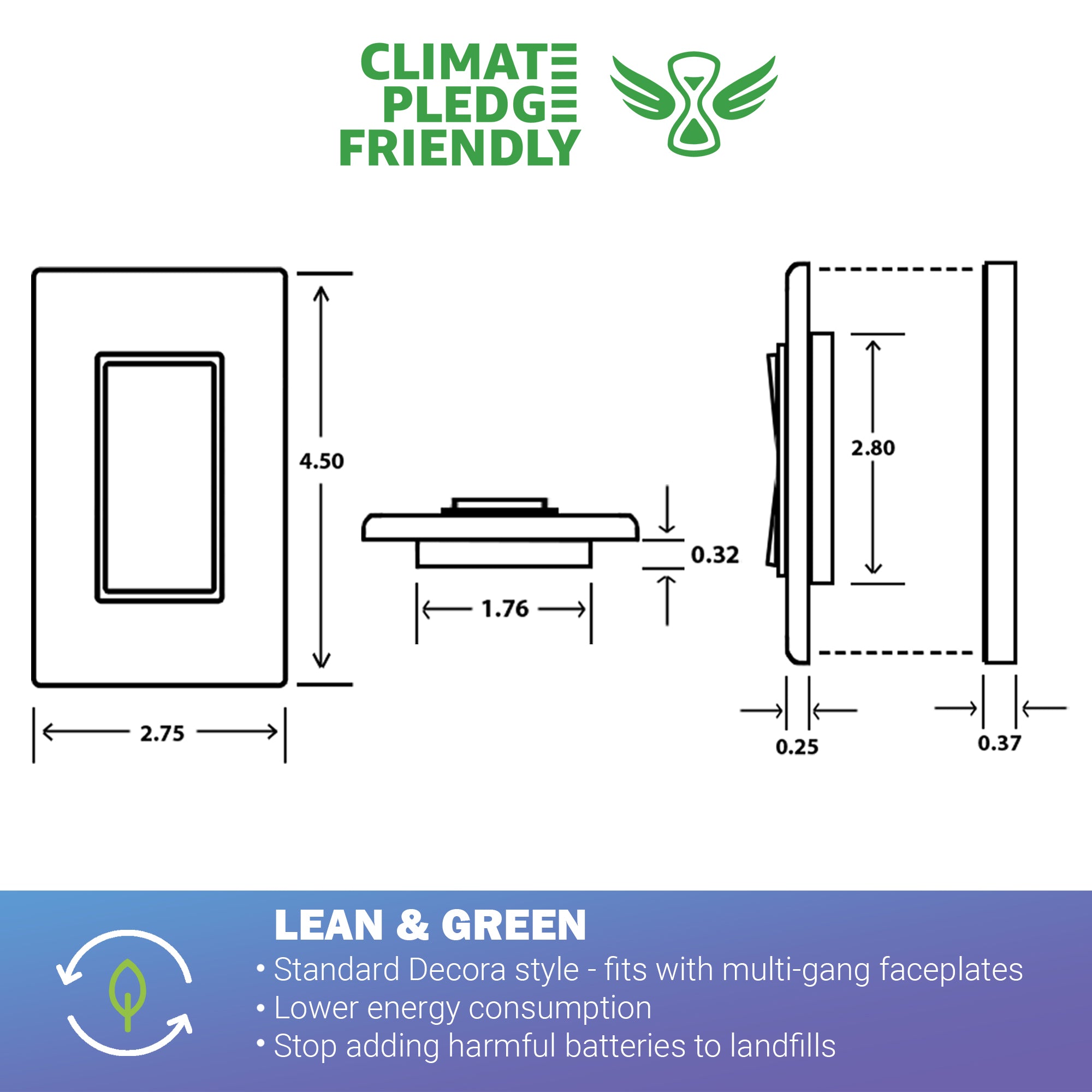 WIRELESS & BATTERY-FREE LIGHT SWITCH – SINGLE ROCKER