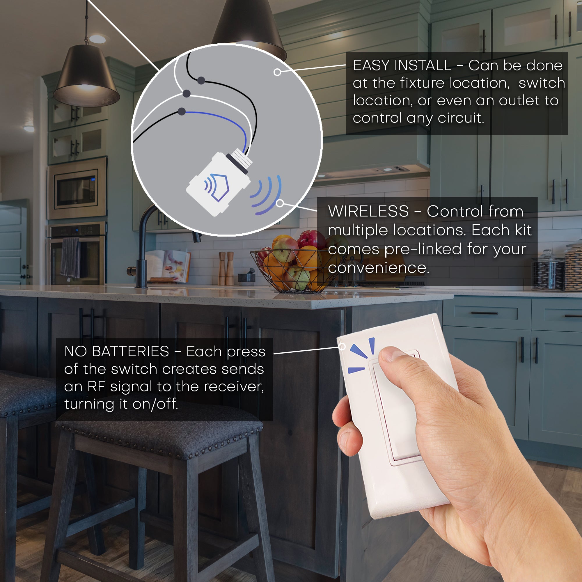 5 AMP ON/OFF RECEIVER FOR WIRELESS SWITCHES