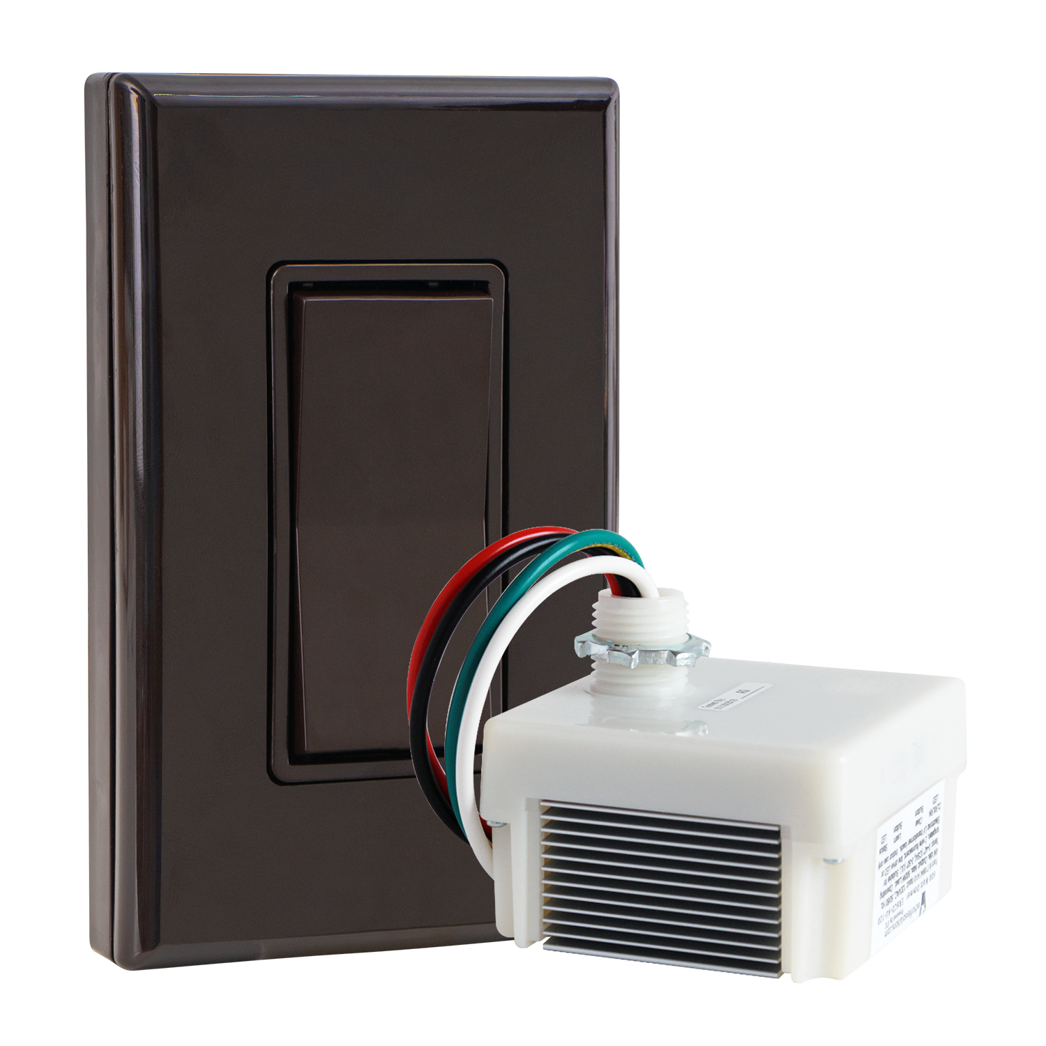 SINGLE POLE DIMMABLE WIRELESS SWITCH KIT - 120VAC Phase Dimming Receiver + Battery-Free Wireless Light Switch
