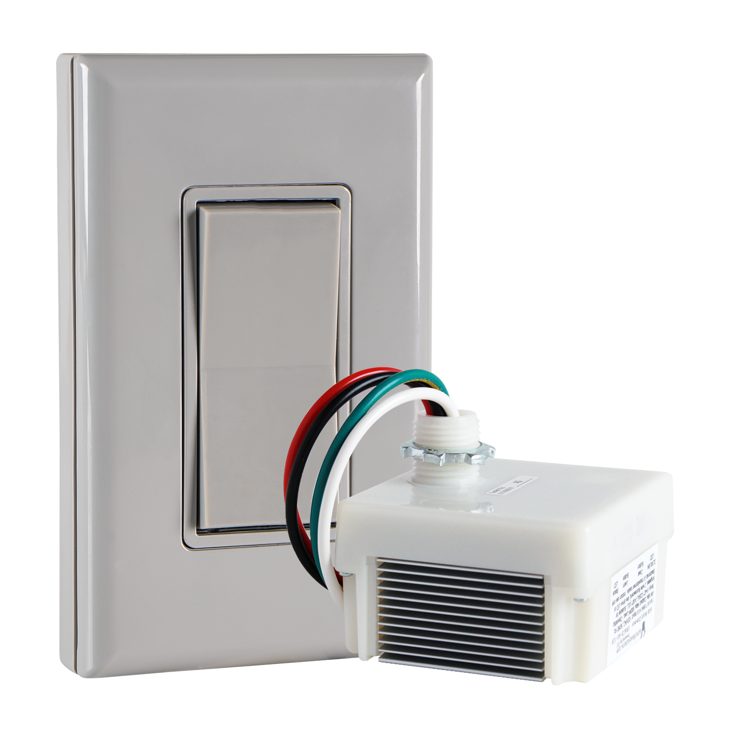 SINGLE POLE DIMMABLE WIRELESS SWITCH KIT - 120VAC Phase Dimming Receiver + Battery-Free Wireless Light Switch