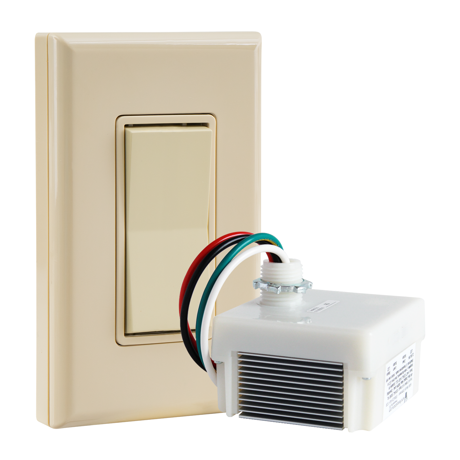 SINGLE POLE DIMMABLE WIRELESS SWITCH KIT - 120VAC Phase Dimming Receiver + Battery-Free Wireless Light Switch