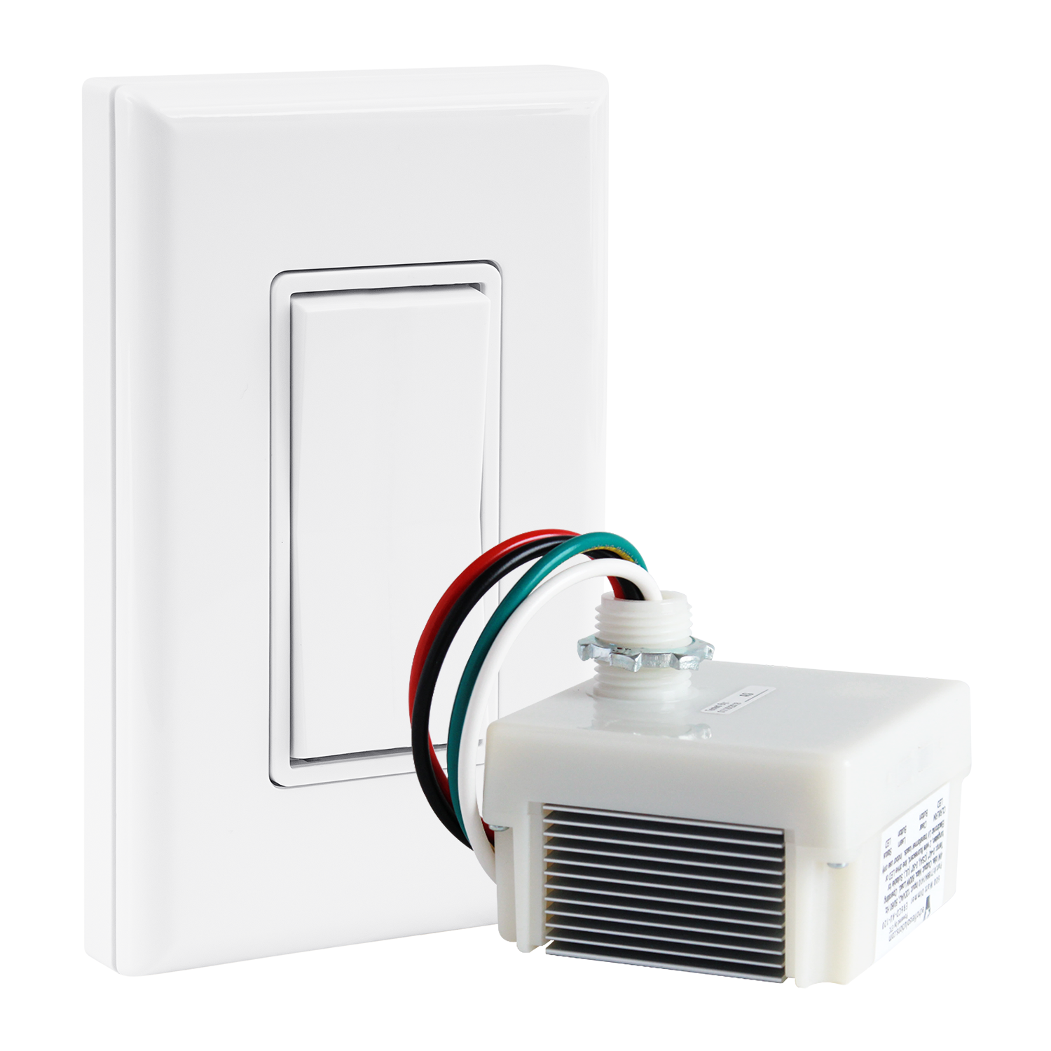 SINGLE POLE DIMMABLE WIRELESS SWITCH KIT - 120VAC Phase Dimming Receiver + Battery-Free Wireless Light Switch
