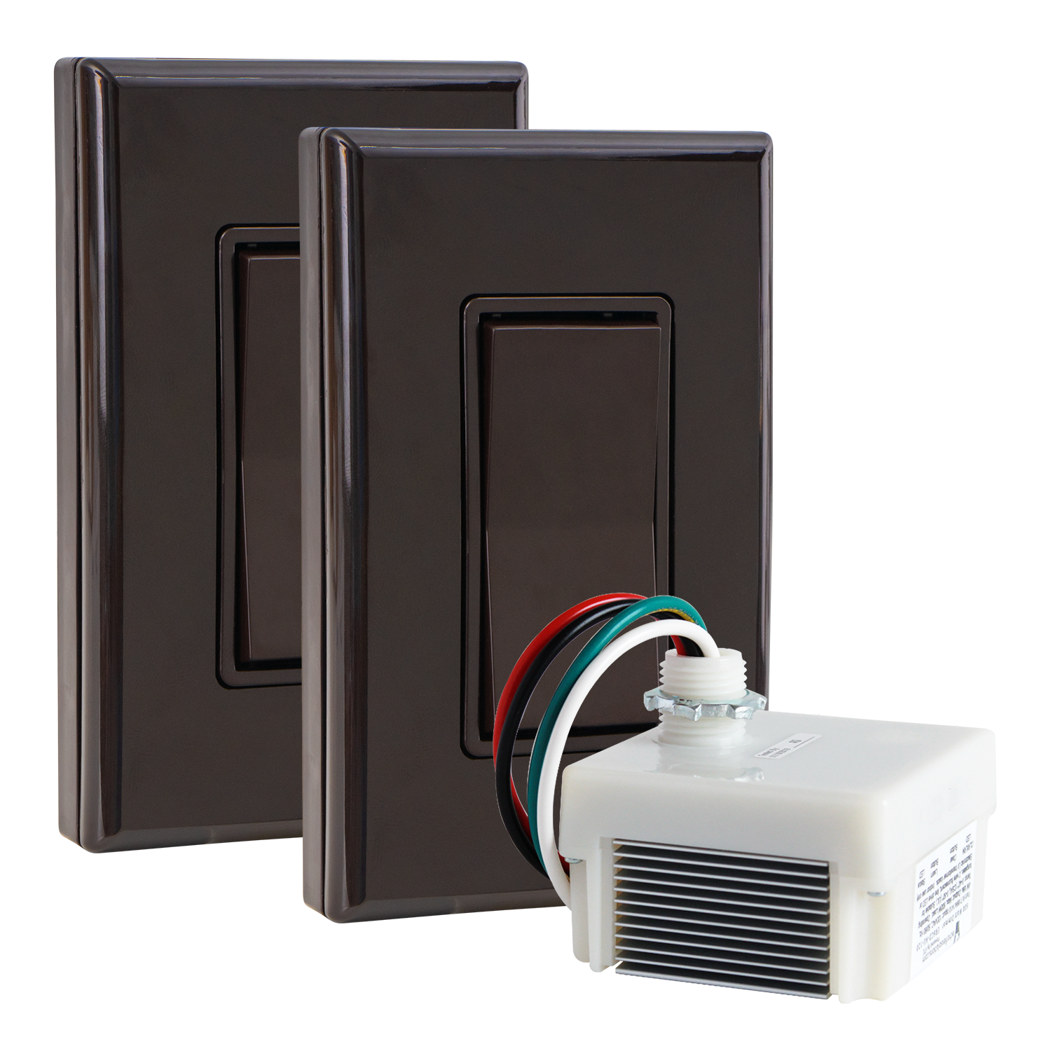 3-WAY DIMMABLE WIRELESS SWITCH KIT - 120VAC Phase Dimming Receiver + 2 Battery-Free Wireless Light Switches