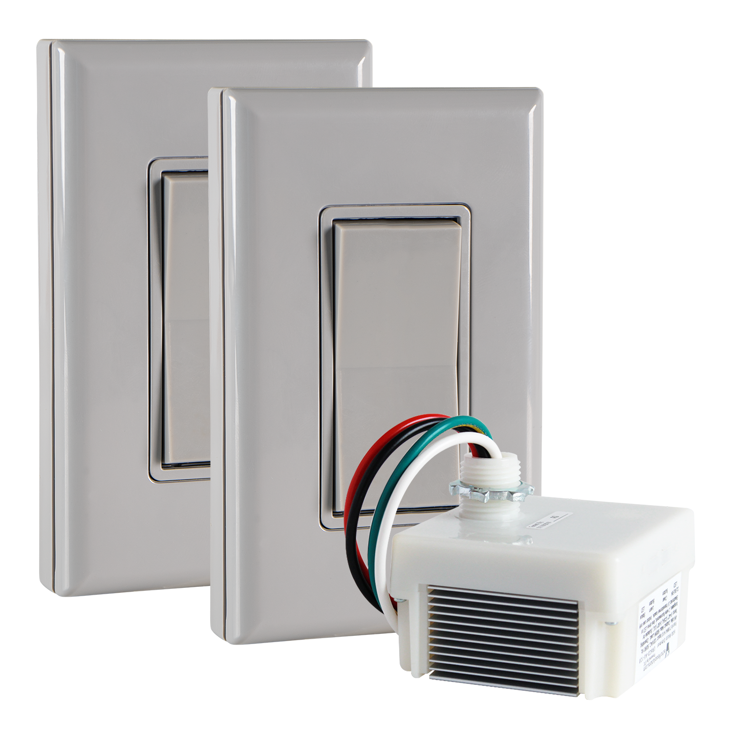 3-WAY DIMMABLE WIRELESS SWITCH KIT - 120VAC Phase Dimming Receiver + 2 Battery-Free Wireless Light Switches