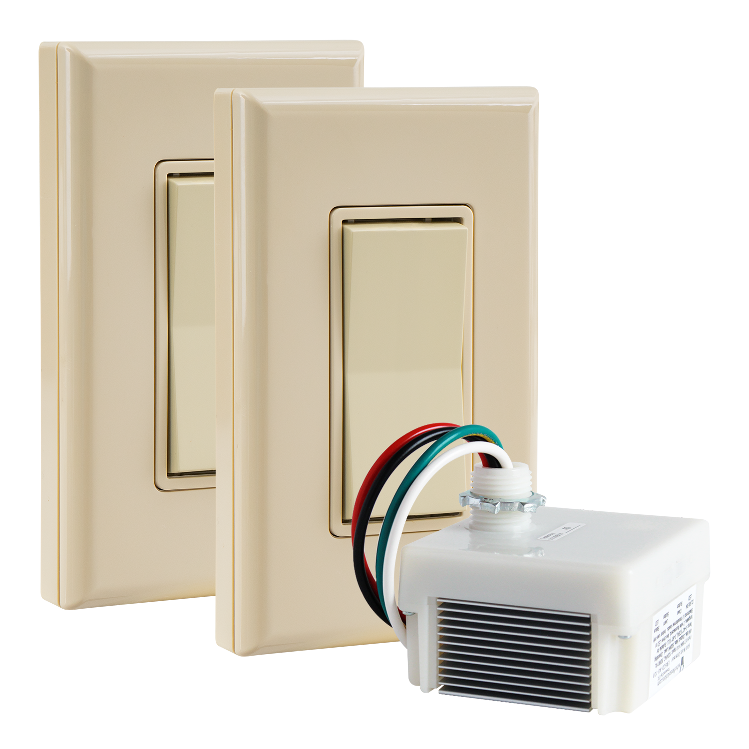 3-WAY DIMMABLE WIRELESS SWITCH KIT - 120VAC Phase Dimming Receiver + 2 Battery-Free Wireless Light Switches
