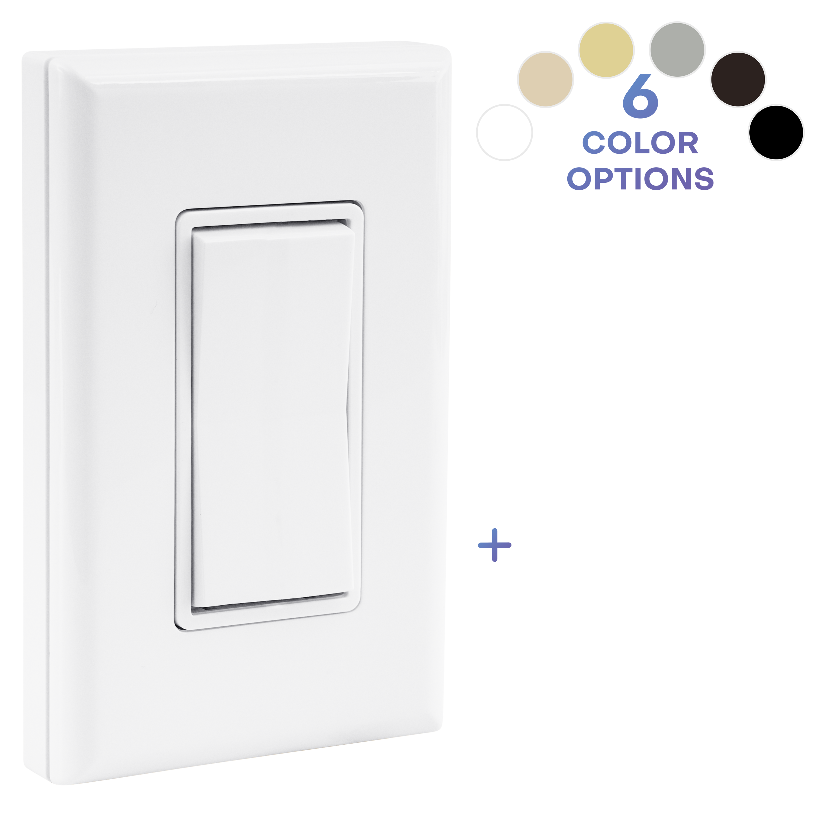 BATTERY-FREE WIRELESS LIGHT SWITCH, SINGLE ROCKER - add on only, requires receiver to function