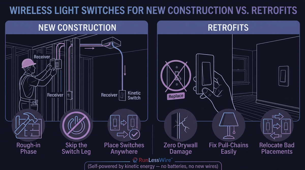 Wireless Light Switches for New Construction vs. Retrofits