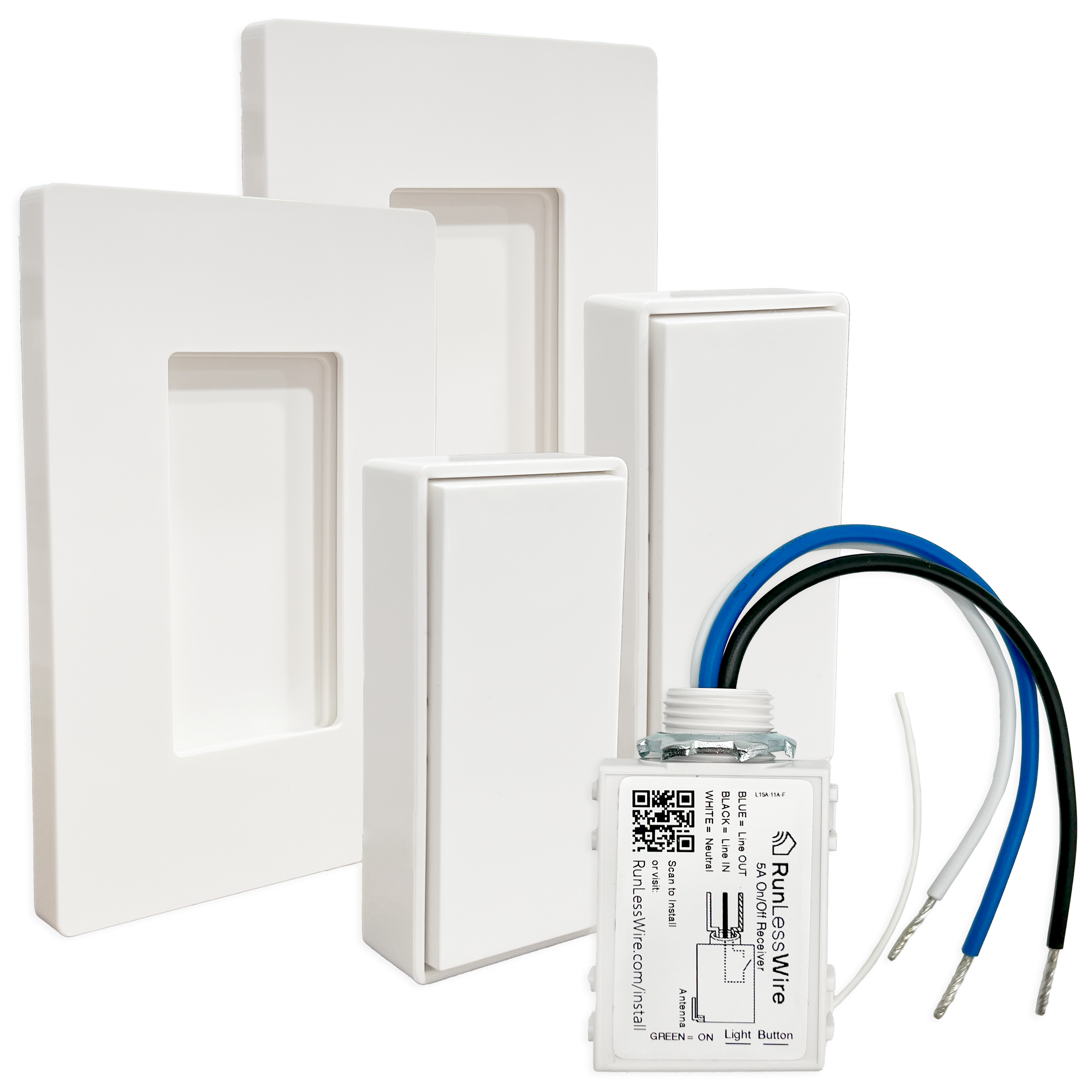 3-WAY DETACHABLE REMOTE LIGHT SWITCH KIT – Battery‑Free, Wireless Self‑Powered Remote Switch (1 Receiver + 2 Switches)