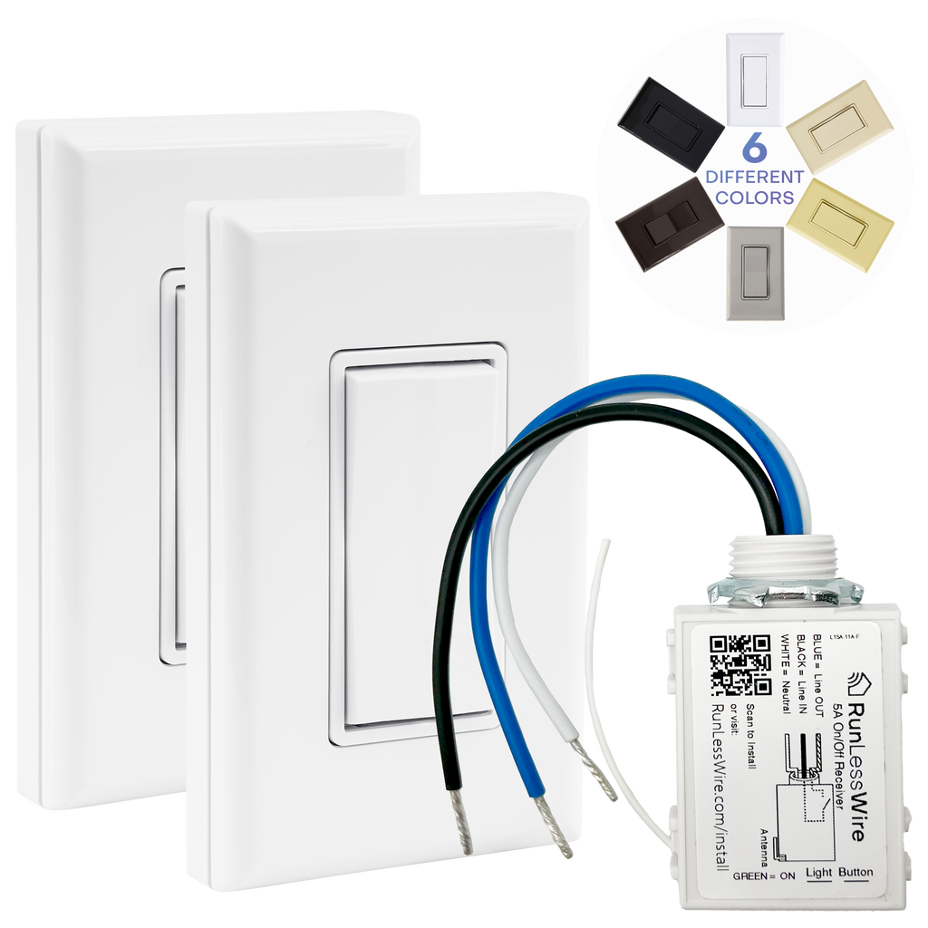 3-WAY WIRELESS LIGHT SWITCH KIT – Battery‑Free, Wireless Self‑Powered Remote Switch (1 Receiver + 2 Switches)
