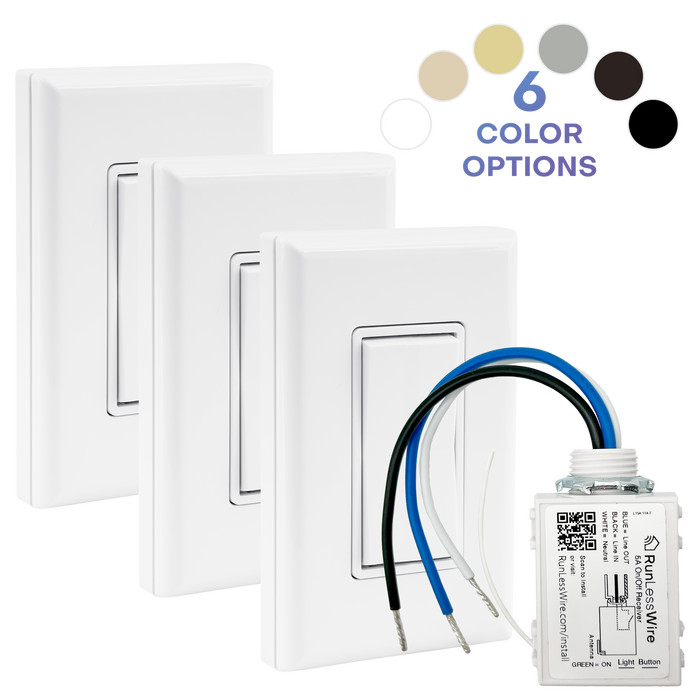 4-way Wireless Light Switch Kit – 1 Controller, 3 Light Switches