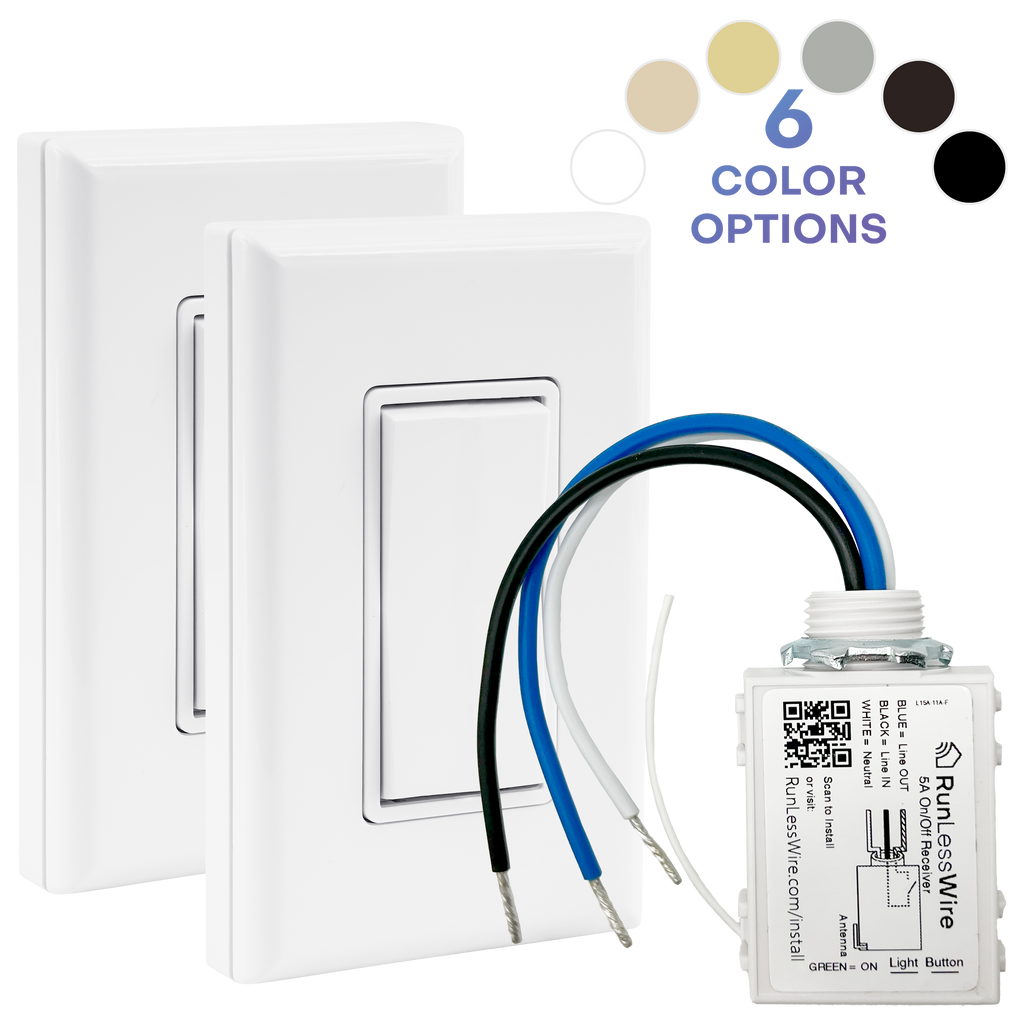 3-WAY WIRELESS LIGHT SWITCH KIT – Battery‑Free, Wireless Self‑Powered Remote Switch (1 Receiver + 2 Switches)