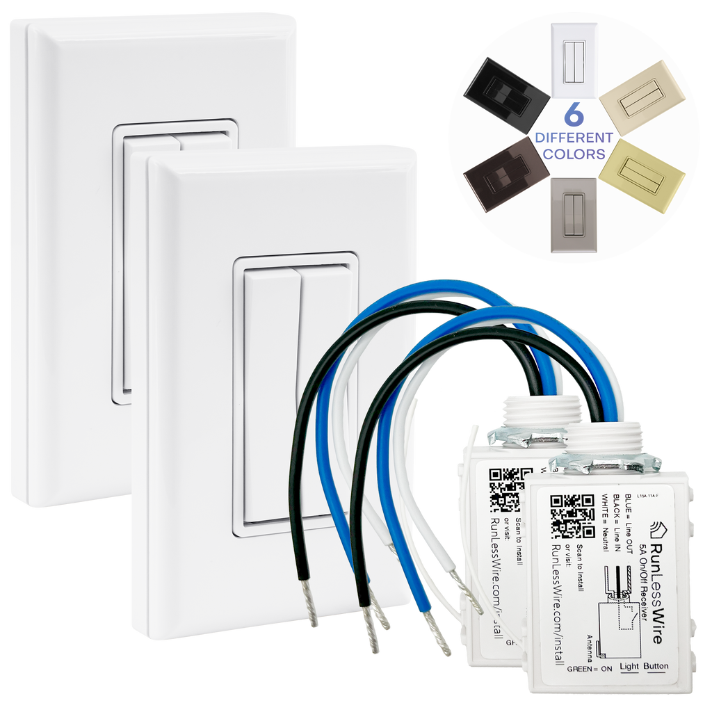 3-WAY FAN & LIGHT WIRELESS SWITCH KIT – Battery‑Free, Wireless Self‑Powered Remote Switch (2 Receivers + 2 Dual Rocker Switches)