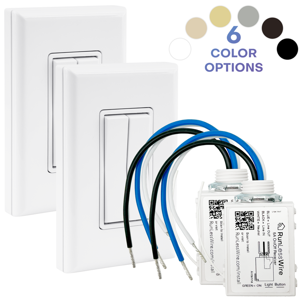 3-WAY FAN & LIGHT WIRELESS SWITCH KIT – Battery‑Free, Wireless Self‑Powered Remote Switch (2 Receivers + 2 Dual Rocker Switches)