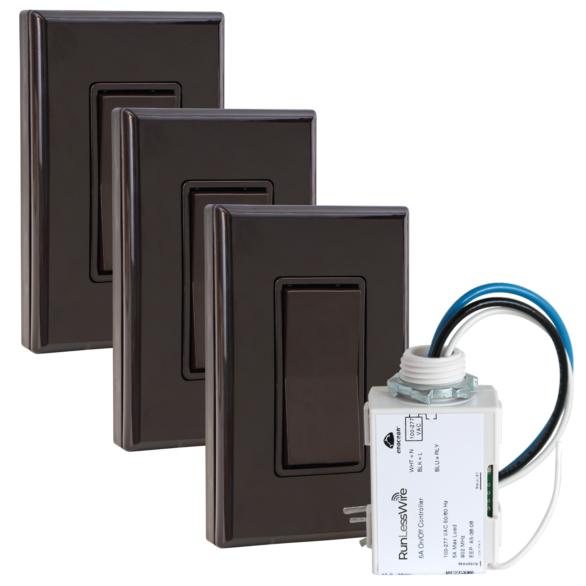 4-way Wireless Light Switch Kit – 1 Controller, 3 Light Switches