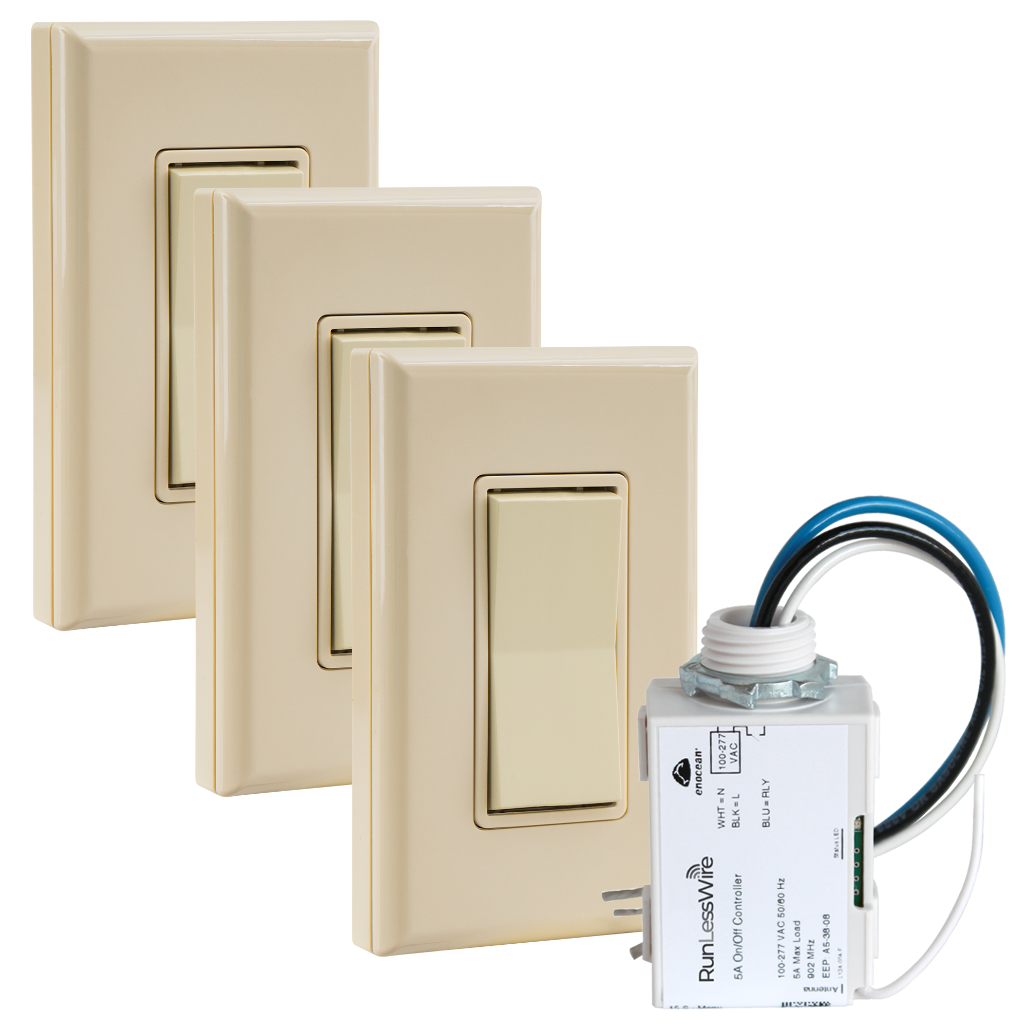 4-way Wireless Light Switch Kit – 1 Controller, 3 Light Switches