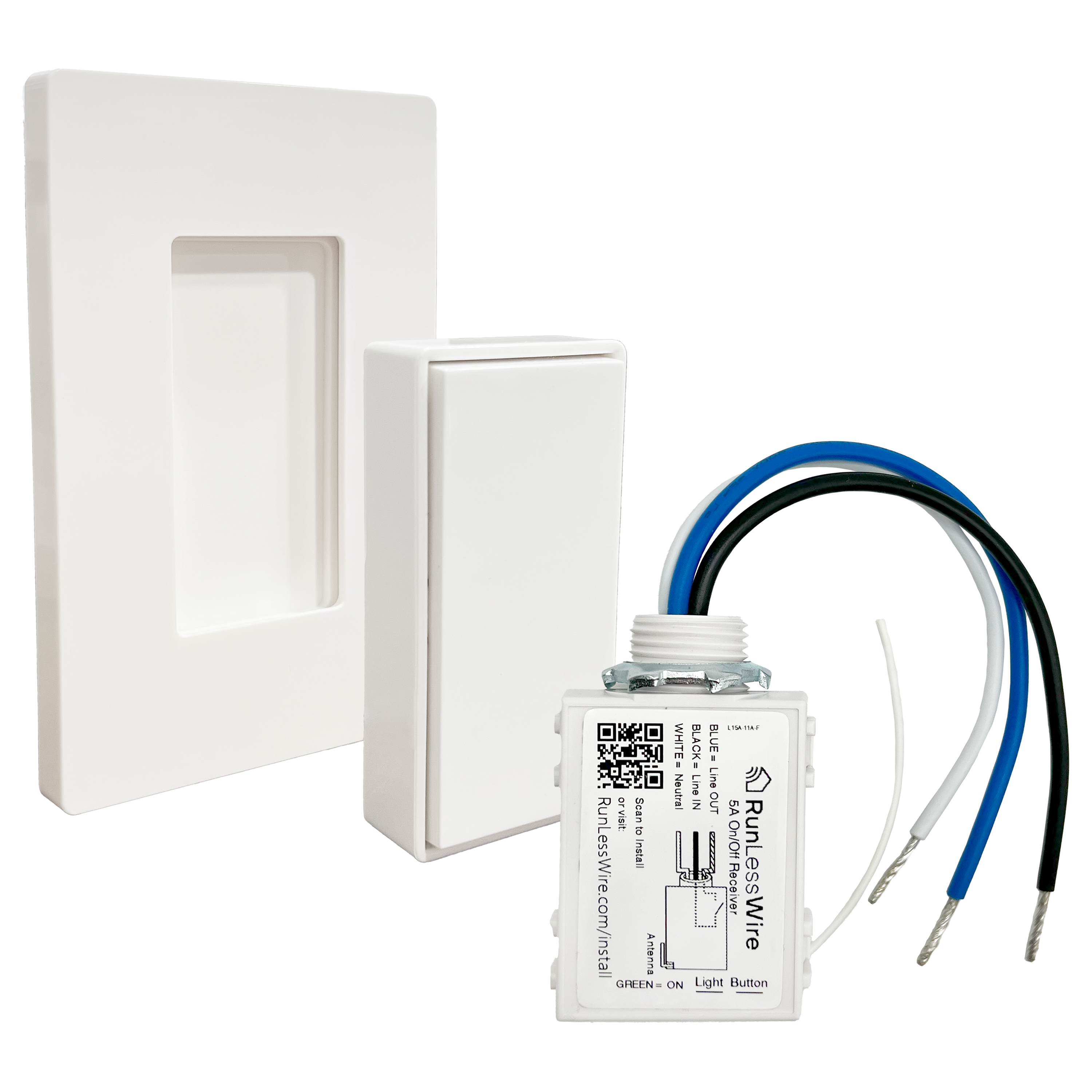 WIRELESS DETACHABLE REMOTE LIGHT SWITCH KIT – Battery‑Free, Wireless Self‑Powered Remote Switch (1 Receiver + 1 Switch)