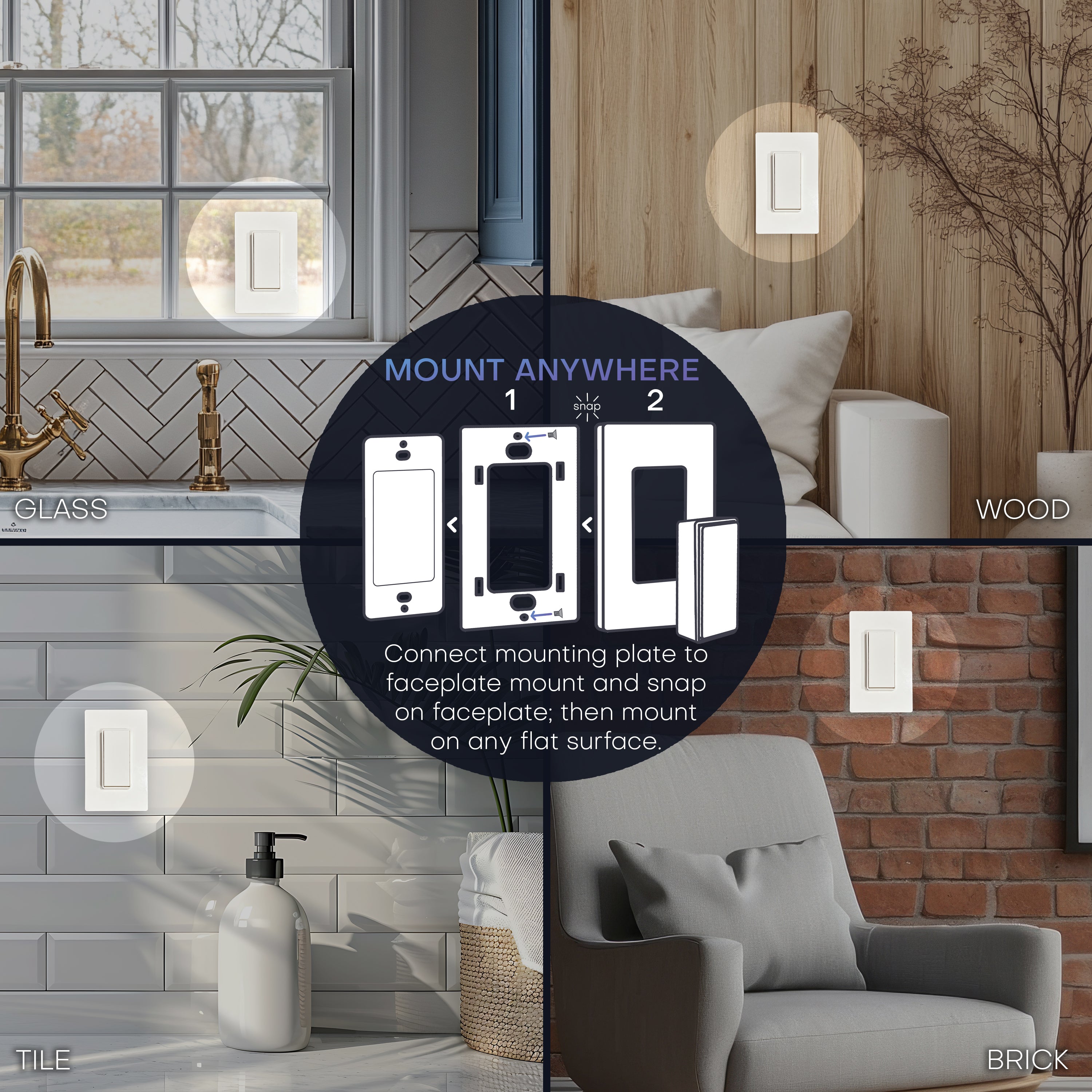 WIRELESS DETACHABLE REMOTE LIGHT SWITCH KIT – Battery‑Free, Wireless Self‑Powered Remote Switch (1 Receiver + 1 Switch)