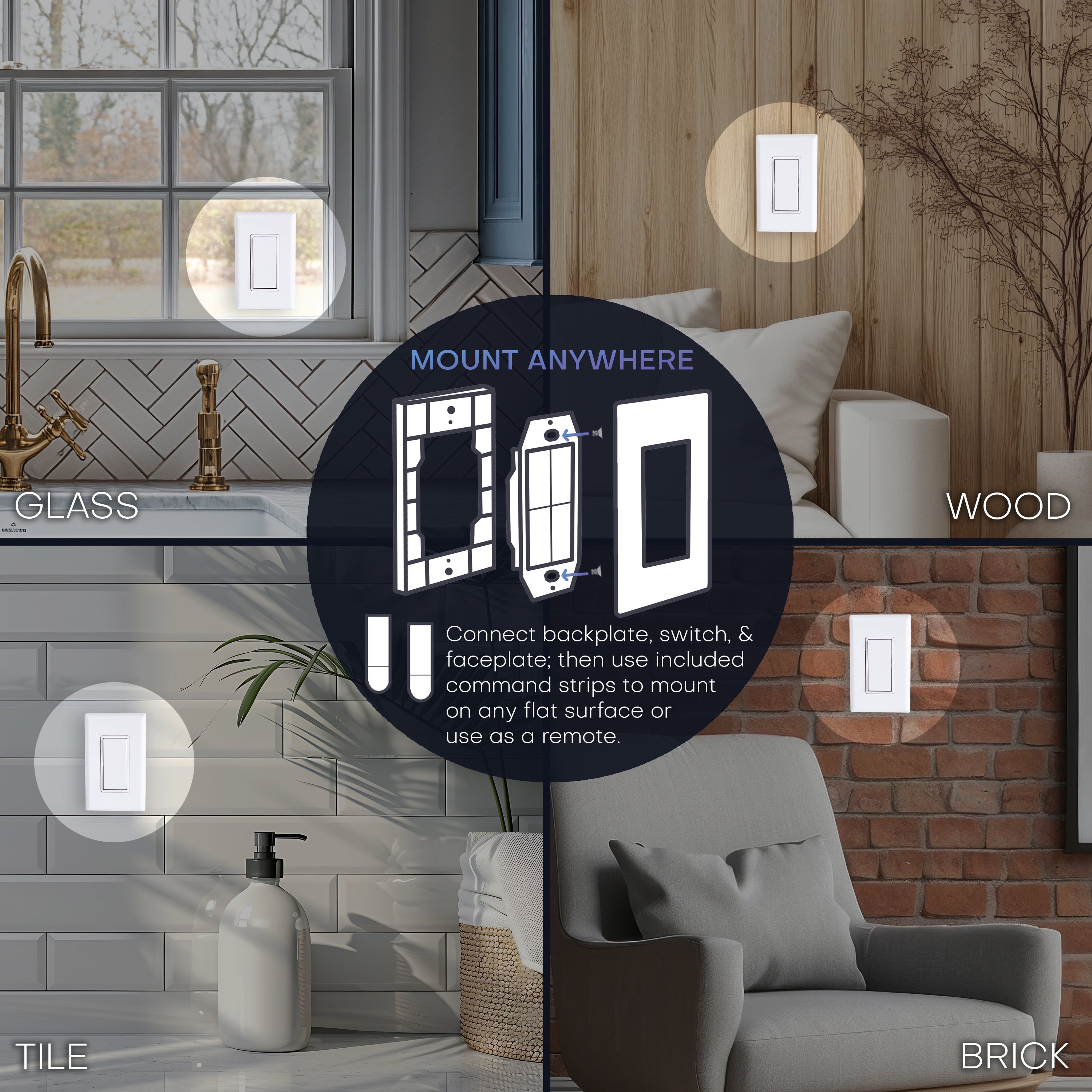 3-WAY FAN & LIGHT WIRELESS SWITCH KIT – Battery‑Free, Wireless Self‑Powered Remote Switch (2 Receivers + 2 Dual Rocker Switches)