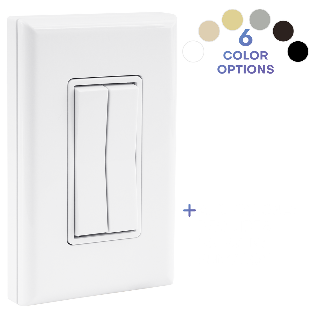 BATTERY-FREE WIRELESS LIGHT SWITCH, DUAL ROCKER - add on only, requires receiver to function