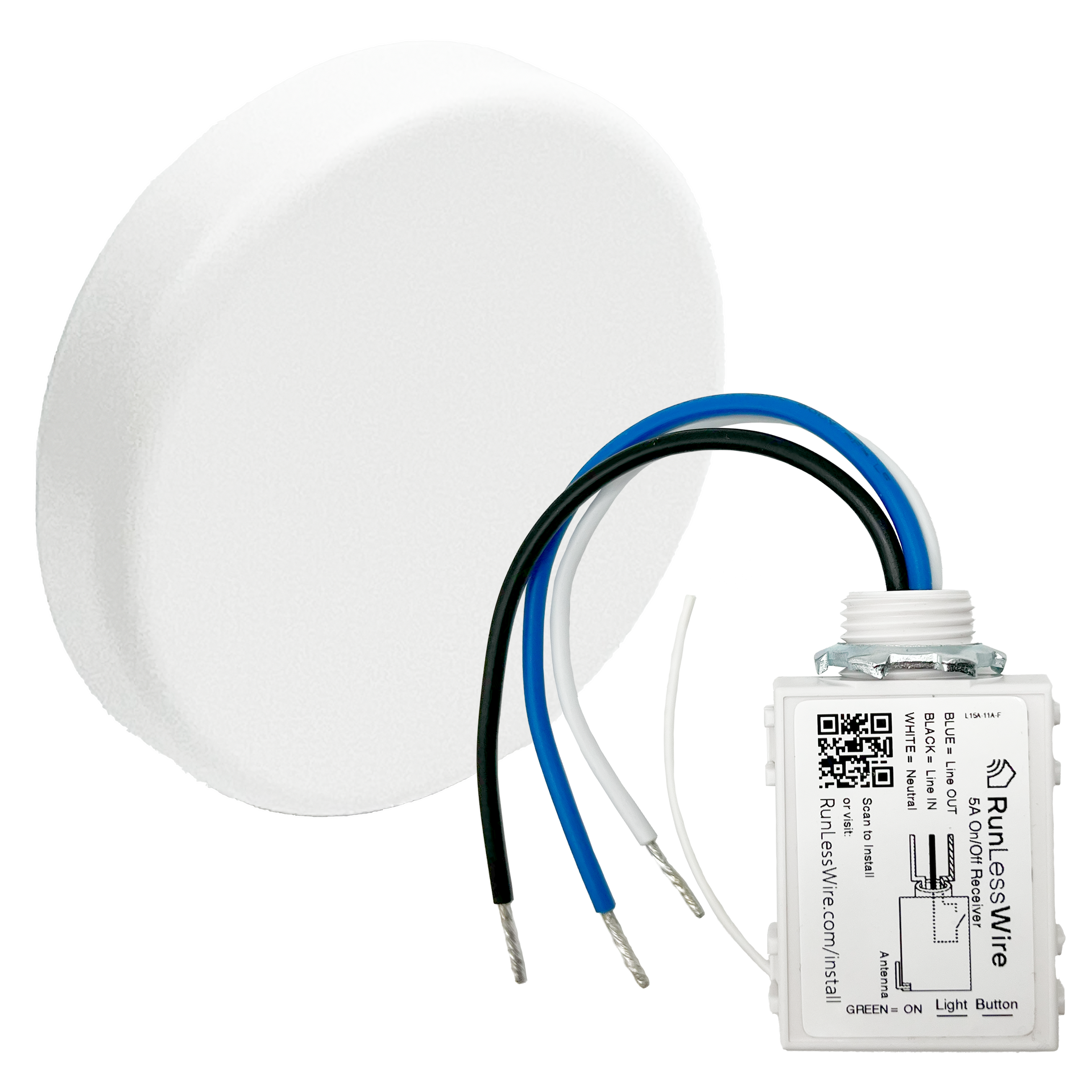 BUTTON SWITCH KIT: 1 On-Off 5amp Receiver + 1 Kinetic Button Switch