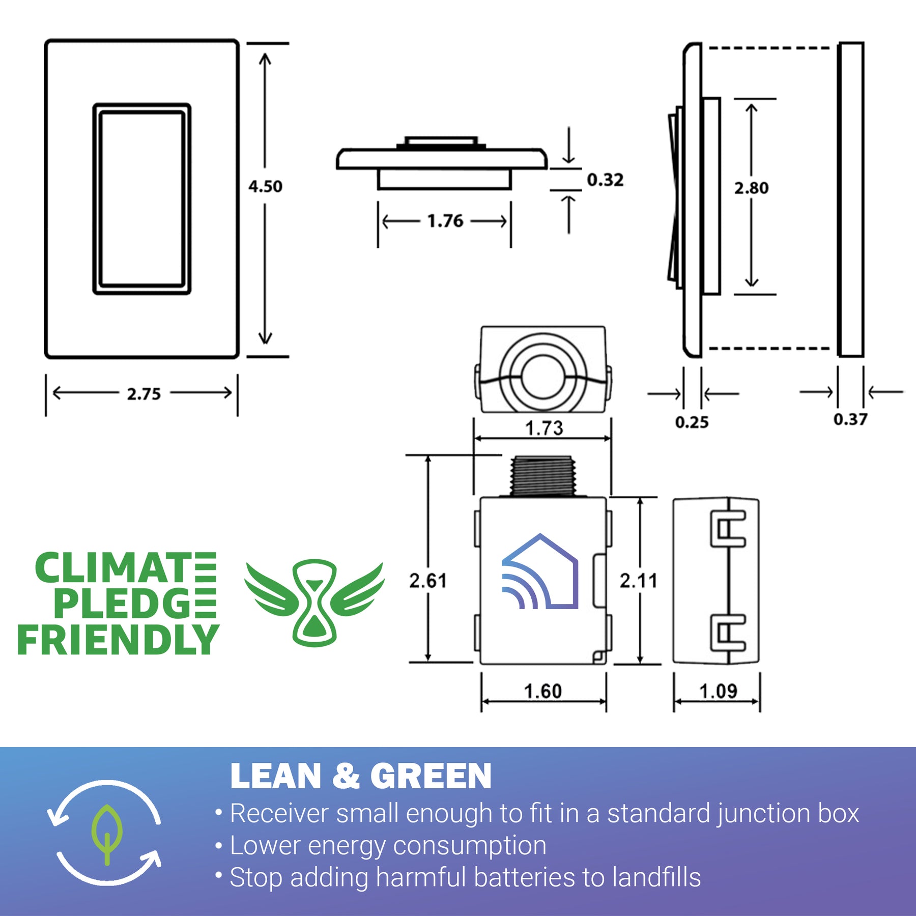 Wireless Fan & Light Switch Kit – 2 Controllers, 1 Dual Rocker Switch