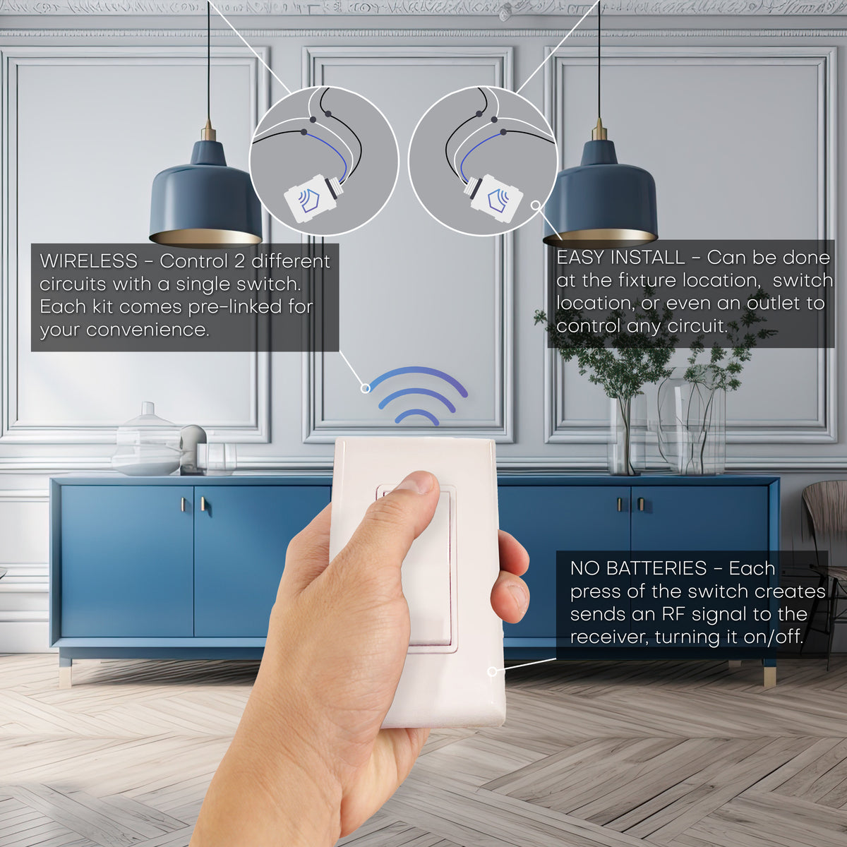 Remote Operator Switch Remote Operated Light Switch Wi Fi Smart 1 Gang Touch Switch, Black