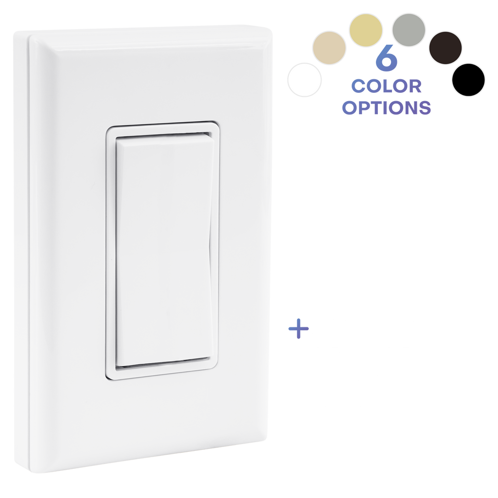 BATTERY-FREE WIRELESS LIGHT SWITCH, SINGLE ROCKER - add on only, requires receiver to function