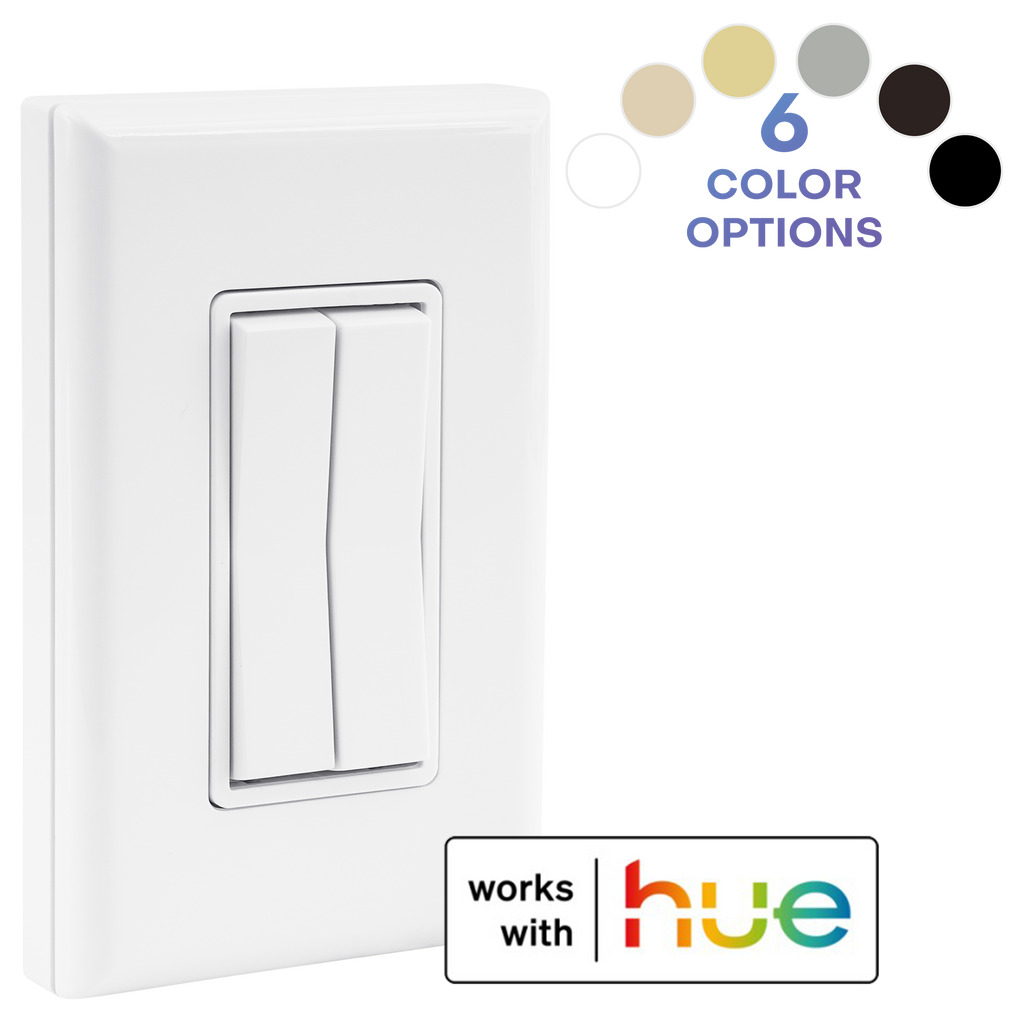 CLICK FOR PHILIPS HUE WIRELESS SMART SWITCH – Battery‑Free, Wire-Free, Self-Powered by Kinetic Energy (Single or Double Rocker)