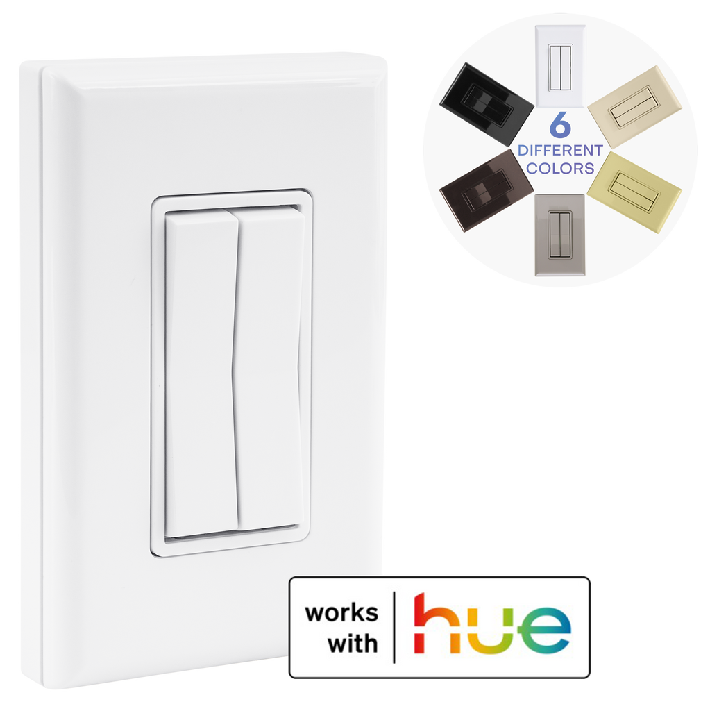 CLICK FOR PHILIPS HUE WIRELESS SMART SWITCH – Battery‑Free, Wire-Free, Self-Powered by Kinetic Energy (Single or Double Rocker)